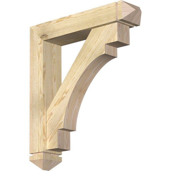 Ekena Millwork Merced Arts and Crafts Rough Sawn Bracket w/ Offset Brace, Douglas Fir, 6"W x 28"D x 32"H BKT0604X28X32MRC03RDF - main